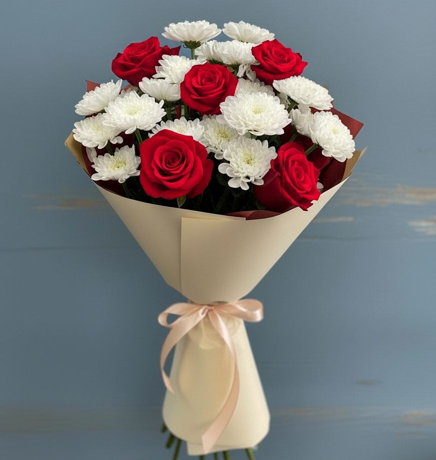 Букет цветов из: Розы и Хризантемы в Воронежском