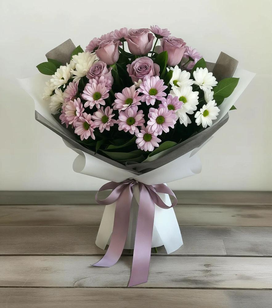 Букет цветов из: Хризантемы и Розы в Воронежском
