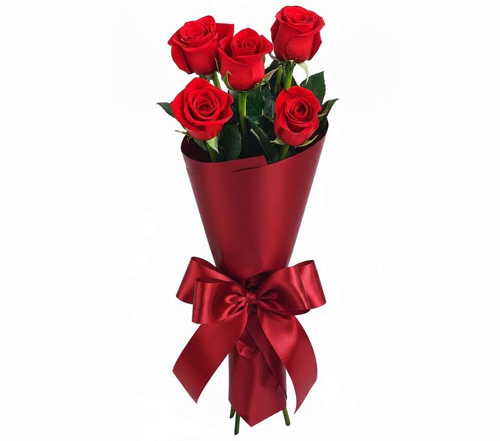 Букет 5 Красных роз Эдлесс Лав в Воронежском