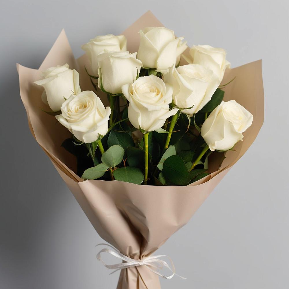 Букет 9 Белых роз Эдлесс Лав в Воронежском