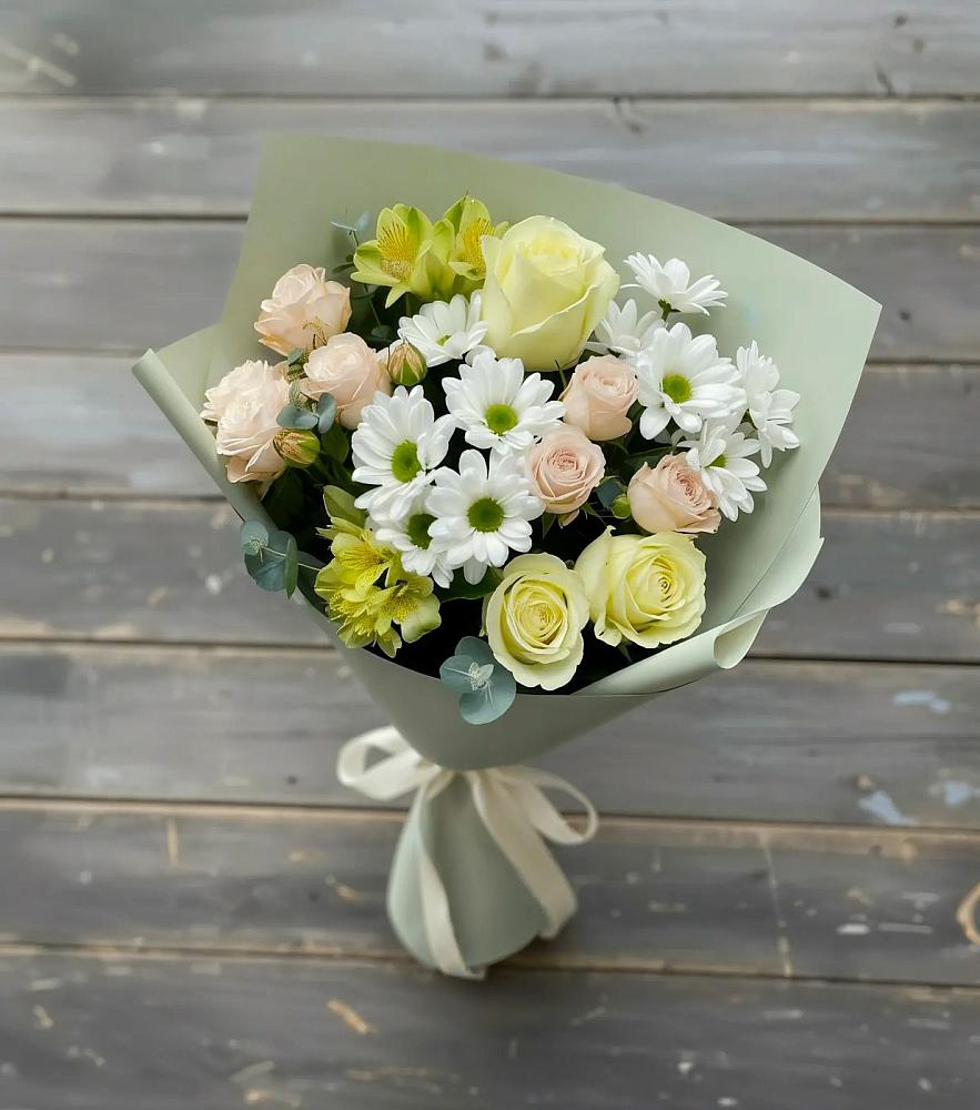 Букет цветов из: Альстромерии, Розы и Хризантемы в Воронежском
