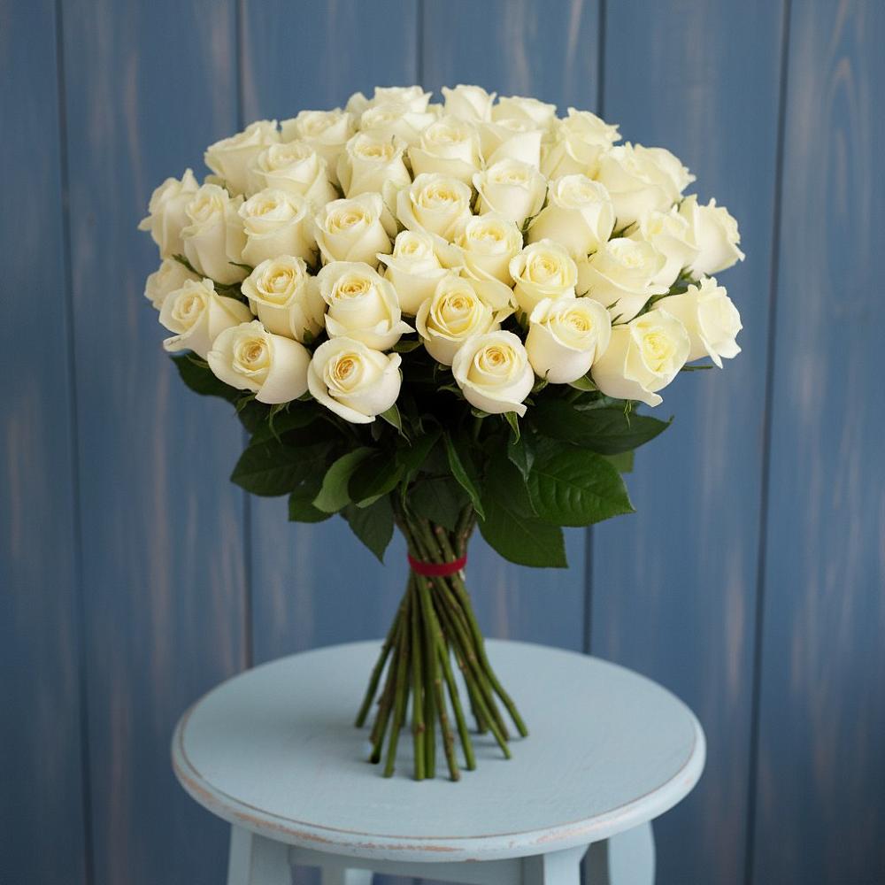 Букет 51 Белая роза Эдлесс Лав в Воронежском