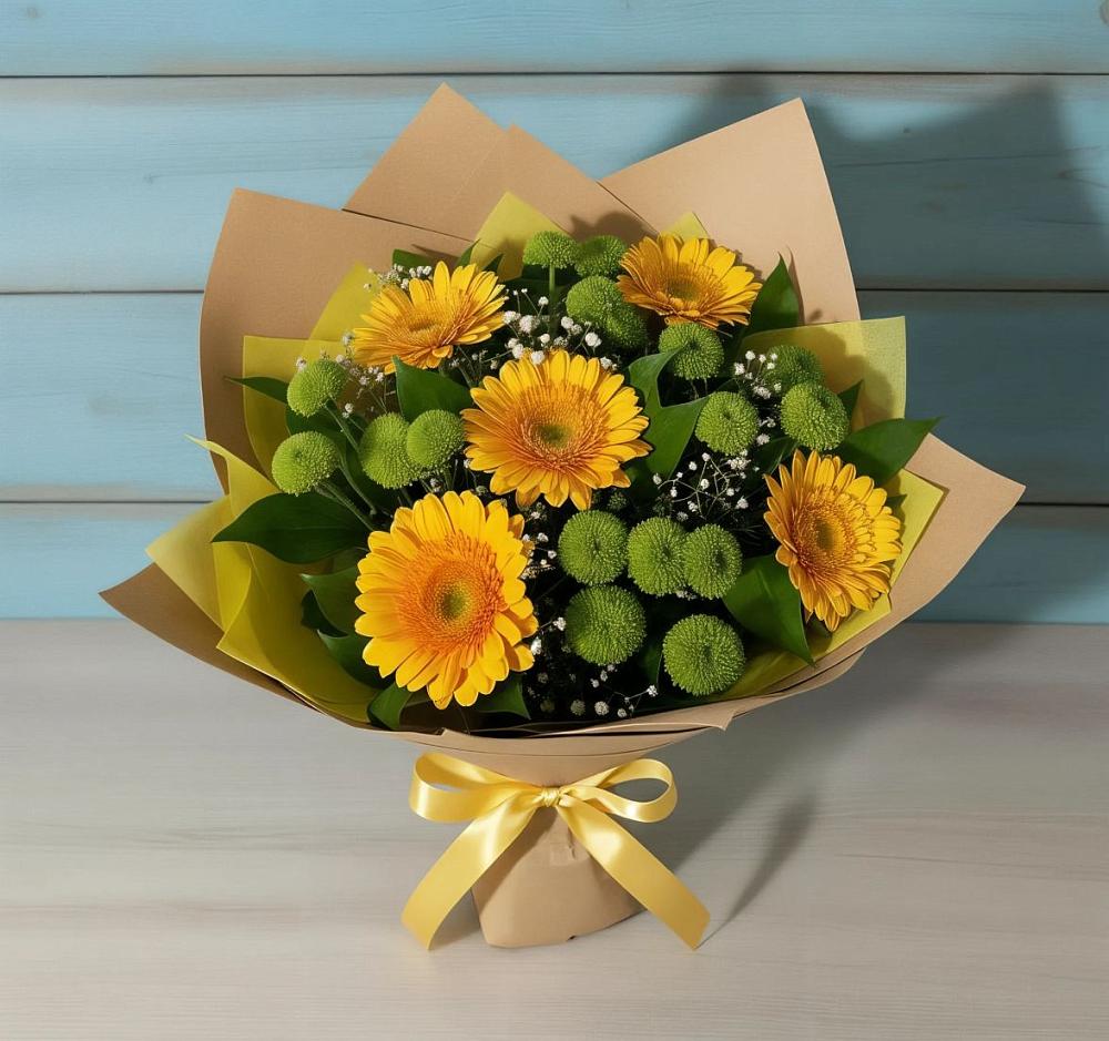 Букет цветов из: Герберы и Хризантемы в Воронежском