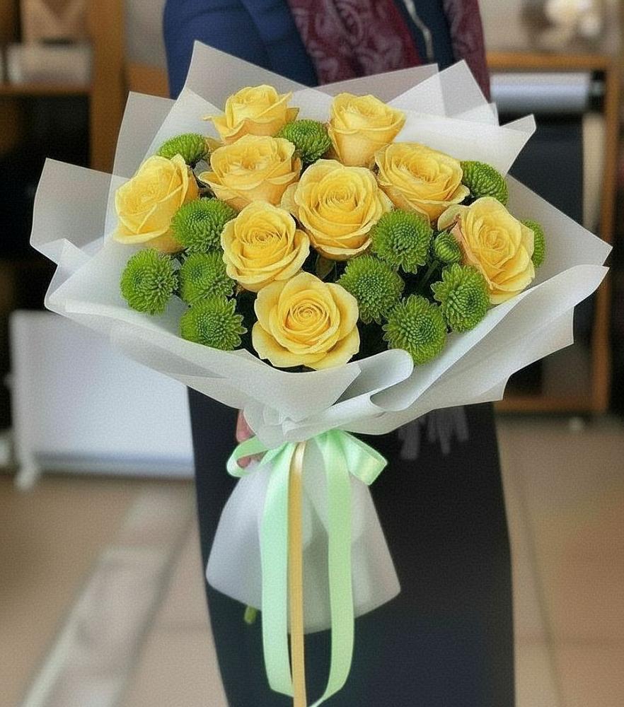 Букет цветов из: Хризантемы и Розы в Воронежском