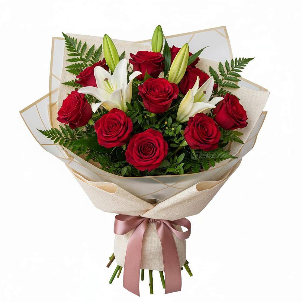 Букет цветов из: Лилии и Розы в Воронежском