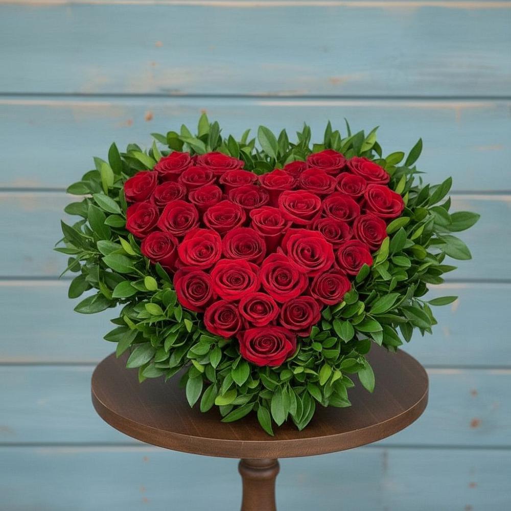 Цветочная композиция из Розы в виде сердца в Воронежском