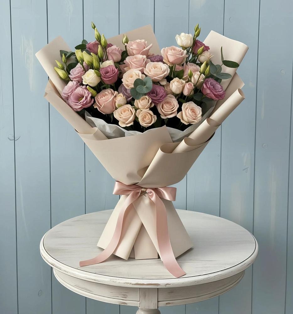 Букет цветов из: Розы и Лизиантусы в Воронежском