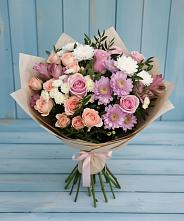 Букет цветов из:  Хризантемы, Розы и Альстромерии в Воронежском