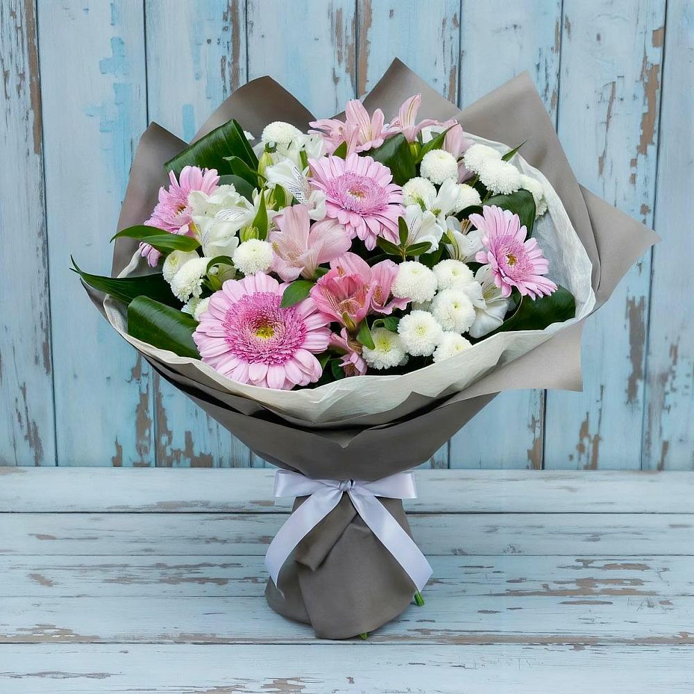 Букет цветов из: Герберы, Альстромерии и Хризантемы в Воронежском
