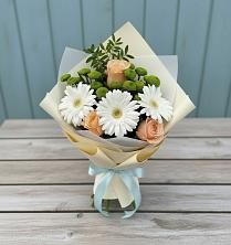 Букет цветов из:  Герберы, Розы и Хризантемы в Воронежском